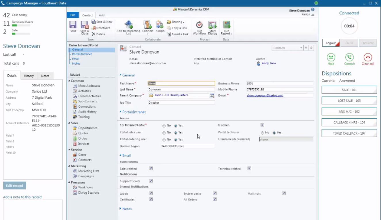 screenshot of MiContact Center Business